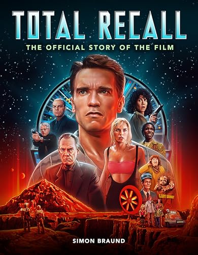 Book cover for "Total Recall" featuring Arnold Schwarzenegger and film characters.