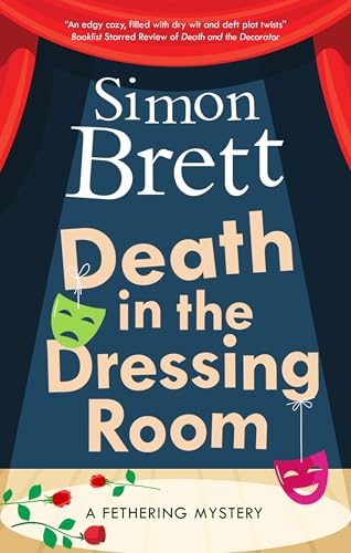 Book cover: “Death in the Dressing Room” with comedy and tragedy masks.