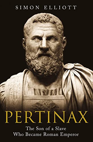 Book cover featuring a marble bust of Roman Emperor Pertinax against a black background.