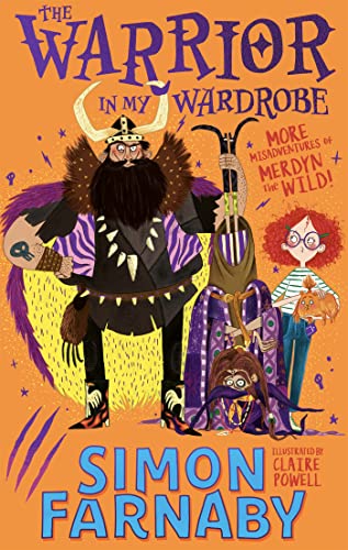Book cover: illustrated characters, a viking and a girl with a bat.
