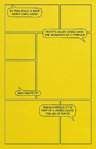 Yellow book cover with comic panel layout and black text bubbles.