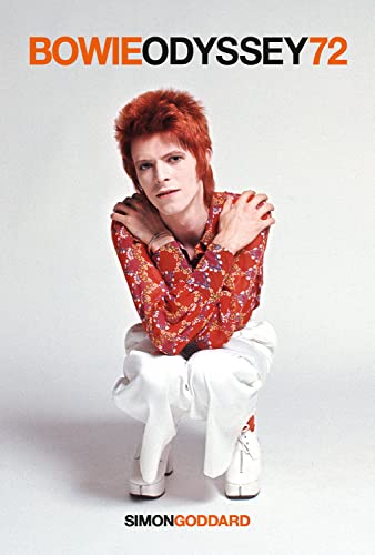 Book cover featuring David Bowie in red and white attire, 1972.