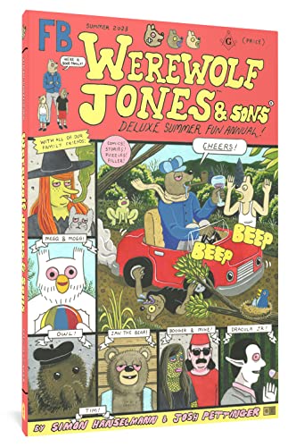 Colorful comic book cover featuring cartoon animals and the title "Werewolf Jones & Sons".