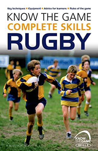 Book cover for Know the Game Rugby featuring children playing rugby on a field.