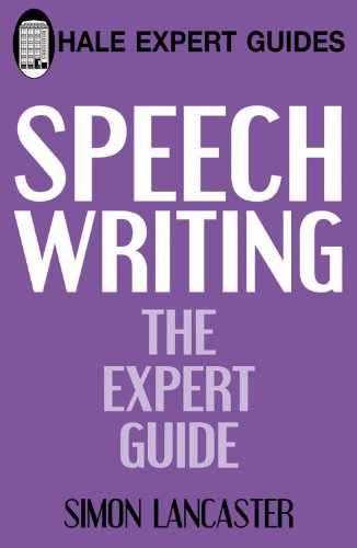 Purple book cover with white text: "Speechwriting: The Expert Guide" by Simon Lancaster.