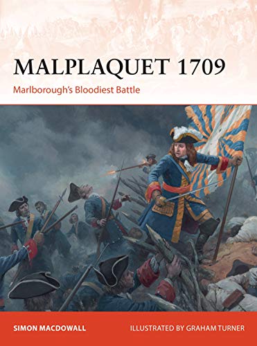 18th-century battle scene with soldiers, a flag, and smoke-filled landscape.