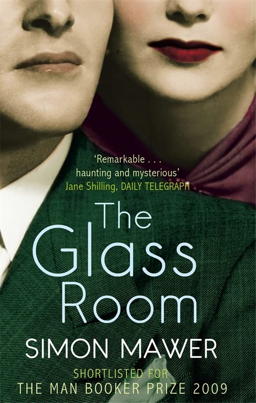 Book cover: “The Glass Room” by Simon Mawer, featuring blurred faces.