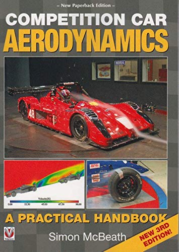 Book cover for Competition Car Aerodynamics showing a red race car in a tunnel.