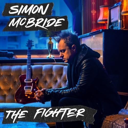 Album cover for Simon McBride’s “The Fighter,” featuring a guitarist.