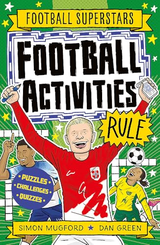 Book cover with cartoon footballers, a ball, and activity prompts.