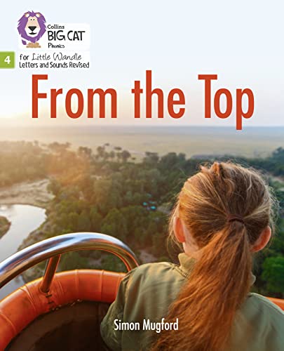 Children’s book cover: girl in hot air balloon overlooking landscape.