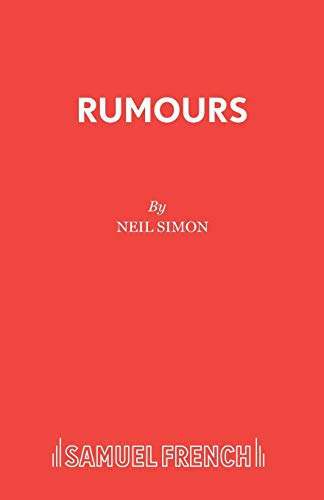 Red cover of "Rumours" play script by Neil Simon, Samuel French.
