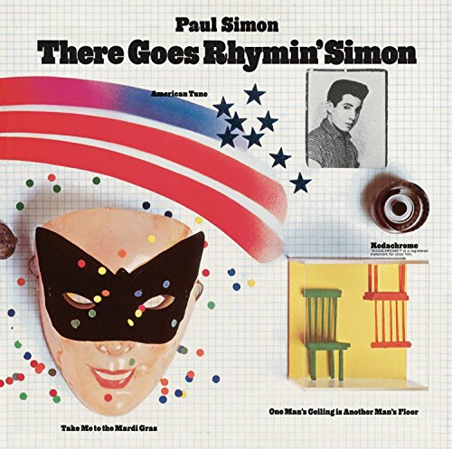Album cover for Paul Simon’s “There Goes Rhymin’ Simon” with colorful imagery.
