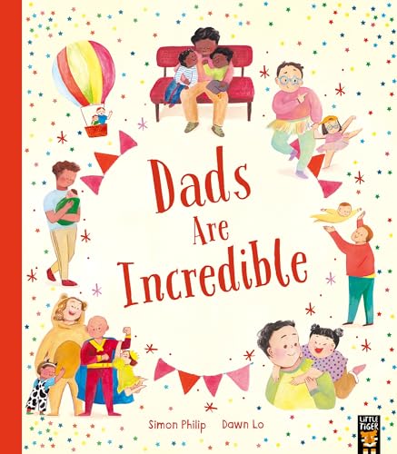 Book cover depicting diverse fathers and children in colorful illustrations.