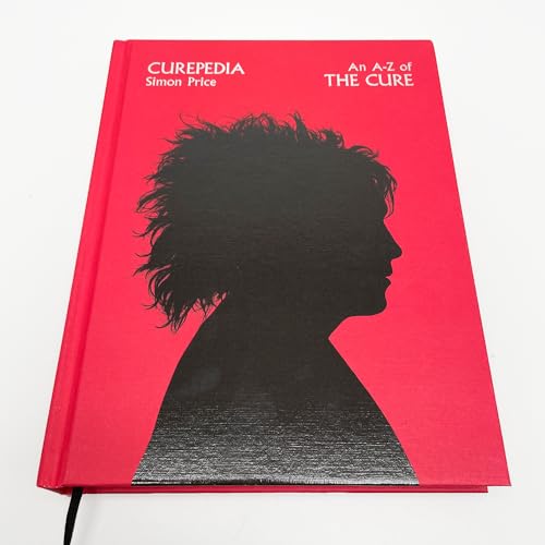Red book cover for "Curepedia" featuring a silhouette of Robert Smith.
