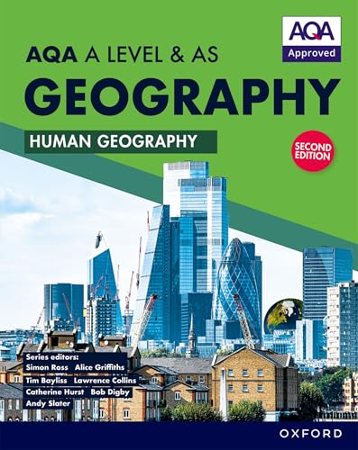 Geography textbook cover with city skyline and a small Earth image.