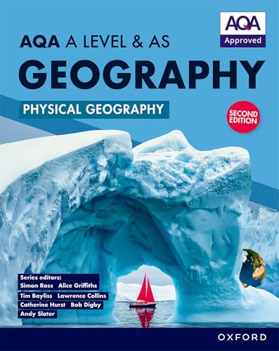 Textbook cover for AQA A Level and AS Physical Geography featuring an iceberg and sailboat.