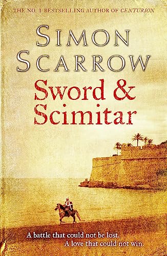 Book cover: "Sword & Scimitar" with a coastal landscape and rider.