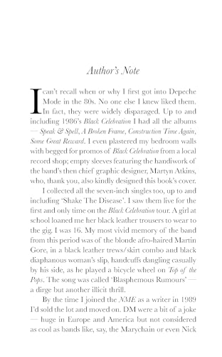 Book page with text about Depeche Mode and their album *Black Celebration*.