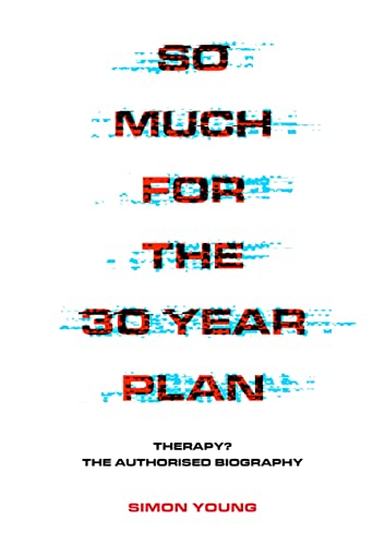 Book cover with distorted red, blue, and yellow text on a white background.