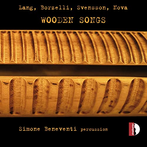 CD cover for Simone Beneventi’s “Wooden Songs” featuring woodgrain texture.