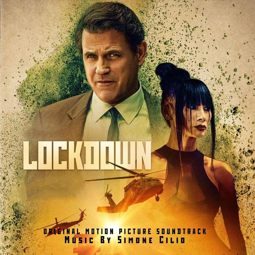 CD cover for "Lockdown" soundtrack featuring two actors and a helicopter.