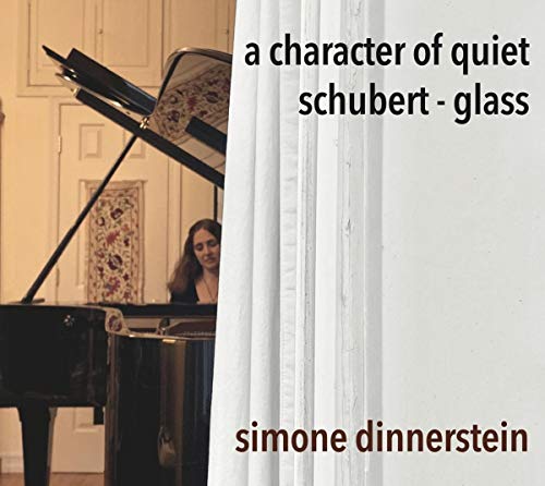 Pianist Simone Dinnerstein at a grand piano, album cover art.