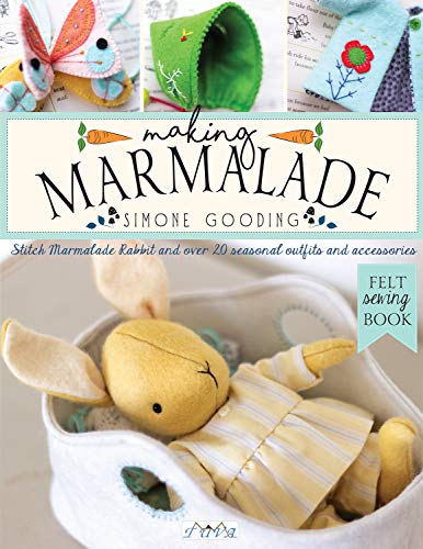 Book cover featuring a yellow felt rabbit in a basket and embroidered felt accessories.