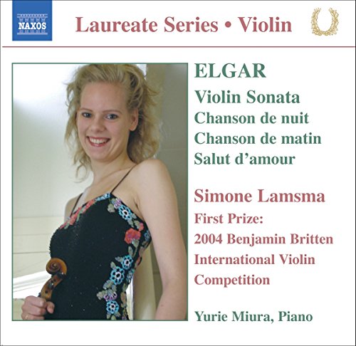 CD cover featuring a smiling blonde woman holding a violin, with text describing the music.