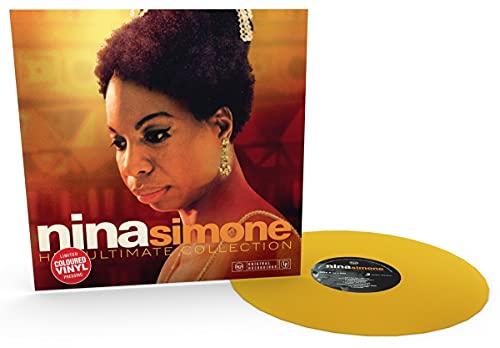 Nina Simone album cover and yellow vinyl record shown at an angle.