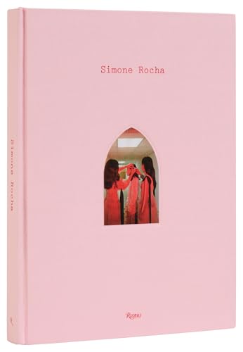 Pink book cover with the title Simone Rocha and an arched cutout showing people.