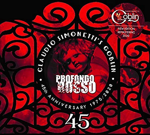 CD cover for “Profondo Rosso” soundtrack, featuring a portrait and red swirls.