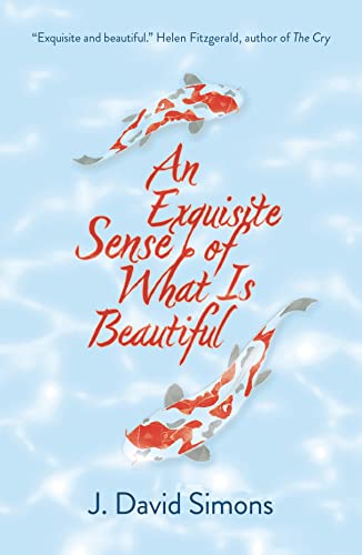 Book cover with red and white koi fish on a blue background.