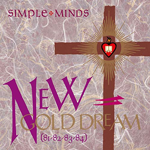 "Album cover with a brown cross, red heart, and marbled background."