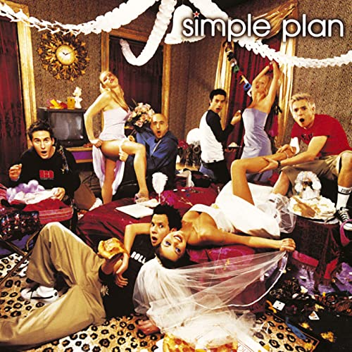 Album cover for Simple Plan’s “No Pads, No Helmets…Just Balls” featuring band members.