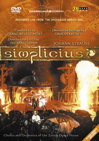 “Simplicius” DVD cover featuring a stage performance with dramatic lighting.