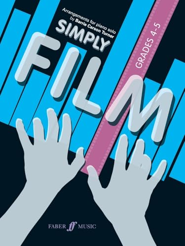 Music book cover showing hands playing blue piano keys with a film strip overlay.