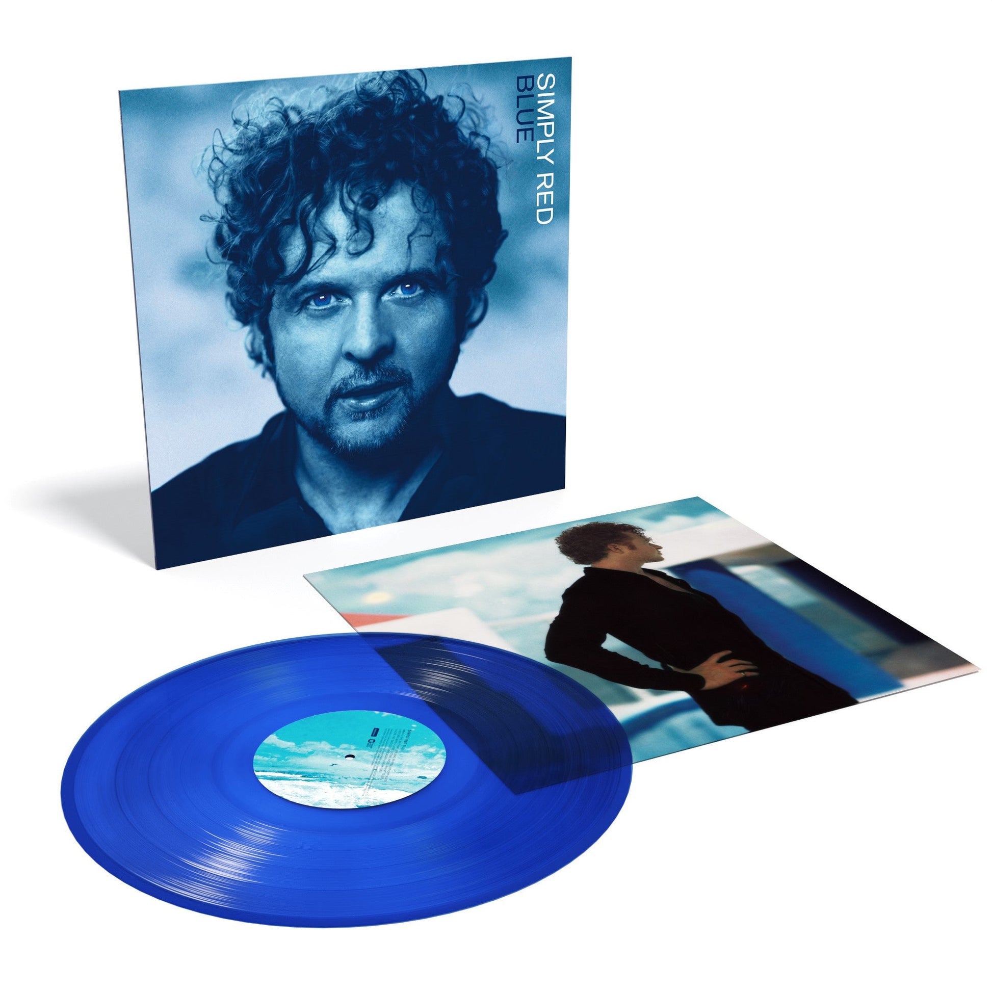 Simply Red "Blue" vinyl LP, transparent blue disc and album cover.