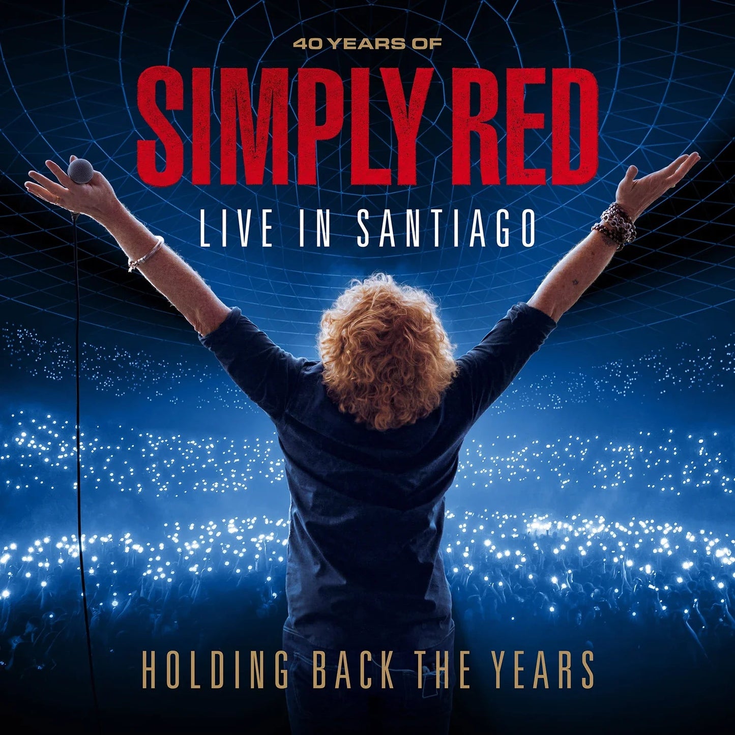 Simply Red album cover: man with arms raised, crowd in background.