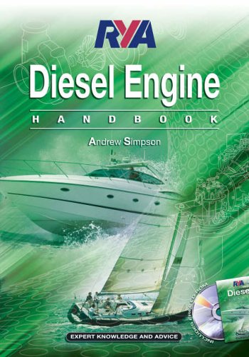 RYA Diesel Engine Handbook cover with a white boat on green waves.