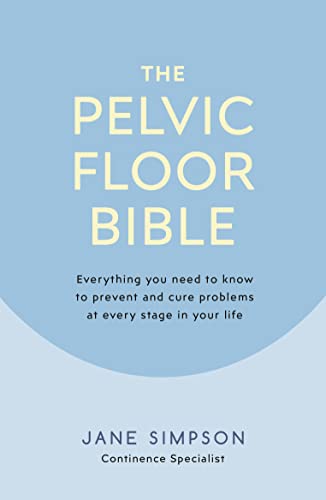 Book cover for The Pelvic Floor Bible by Jane Simpson on a blue background.