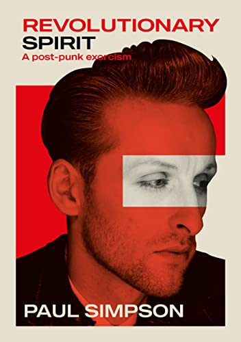 Book cover featuring moody portraits and graphic elements, relating to post-punk music.
