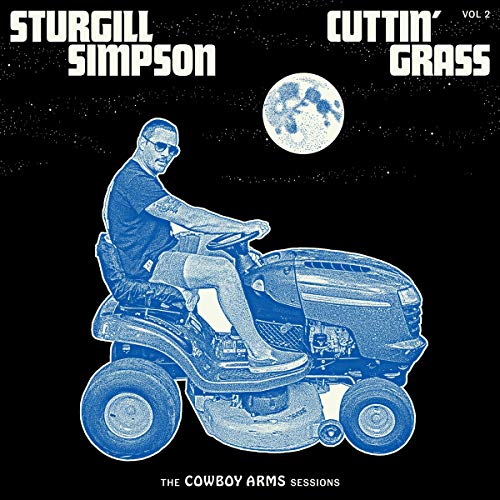 Sturgill Simpson on a lawnmower under a full moon, album cover.