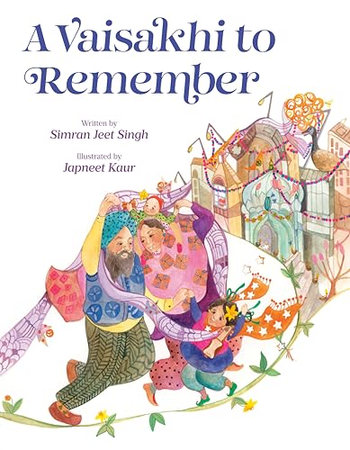 Book cover depicting a family celebrating Vaisakhi with a Gurdwara backdrop.