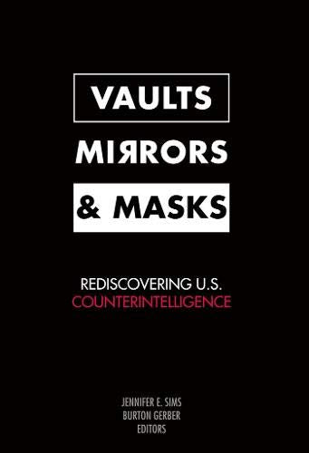 Black book cover with white and red text: "Vaults, Mirrors & Masks.