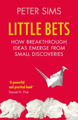 Book cover: "Little Bets" with origami crane and crumpled paper.