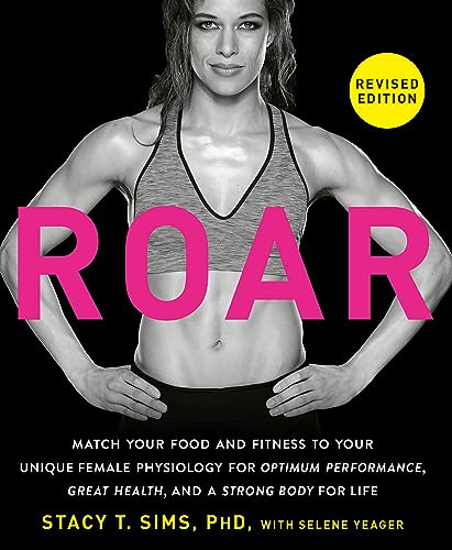 Book cover featuring a muscular woman in athletic wear with the title ROAR.