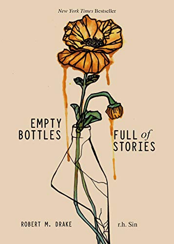 Book cover: illustration of flowers in bottles, title “Empty Bottles Full of Stories”.