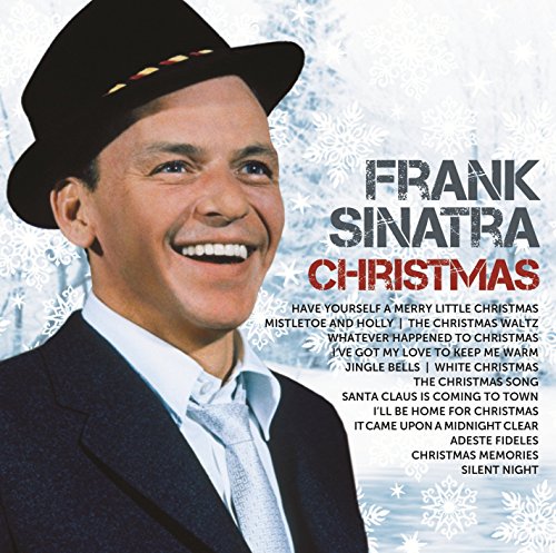 Frank Sinatra's album cover featuring his portrait and song list against a snowy background.