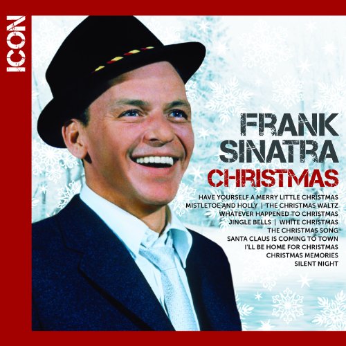 Frank Sinatra in a hat smiles on the cover of a Christmas CD.